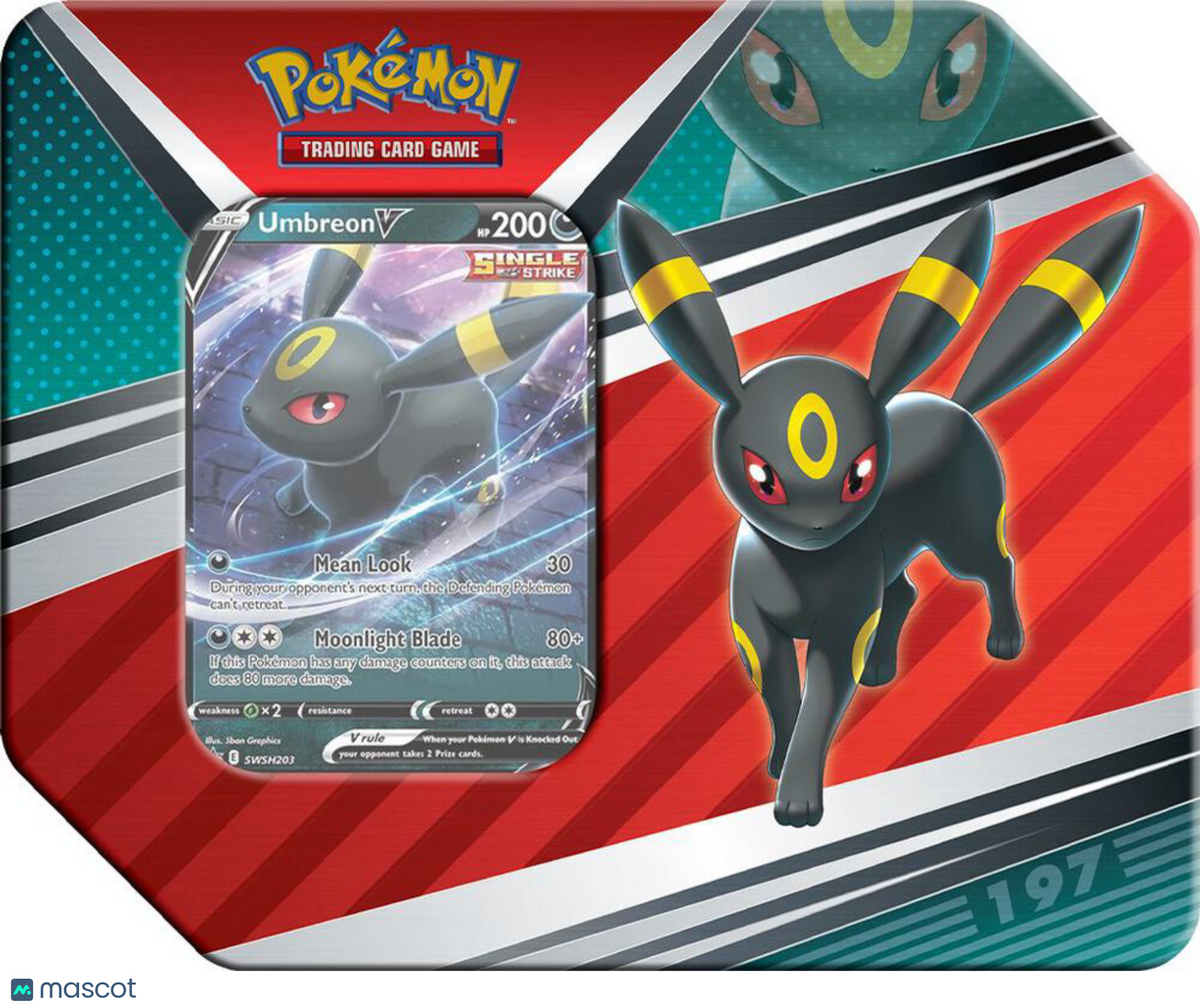Pokemon V Heroes Tin Umbreon V 5 Booster Packs 2022 Eevee Tin Factory Sealed