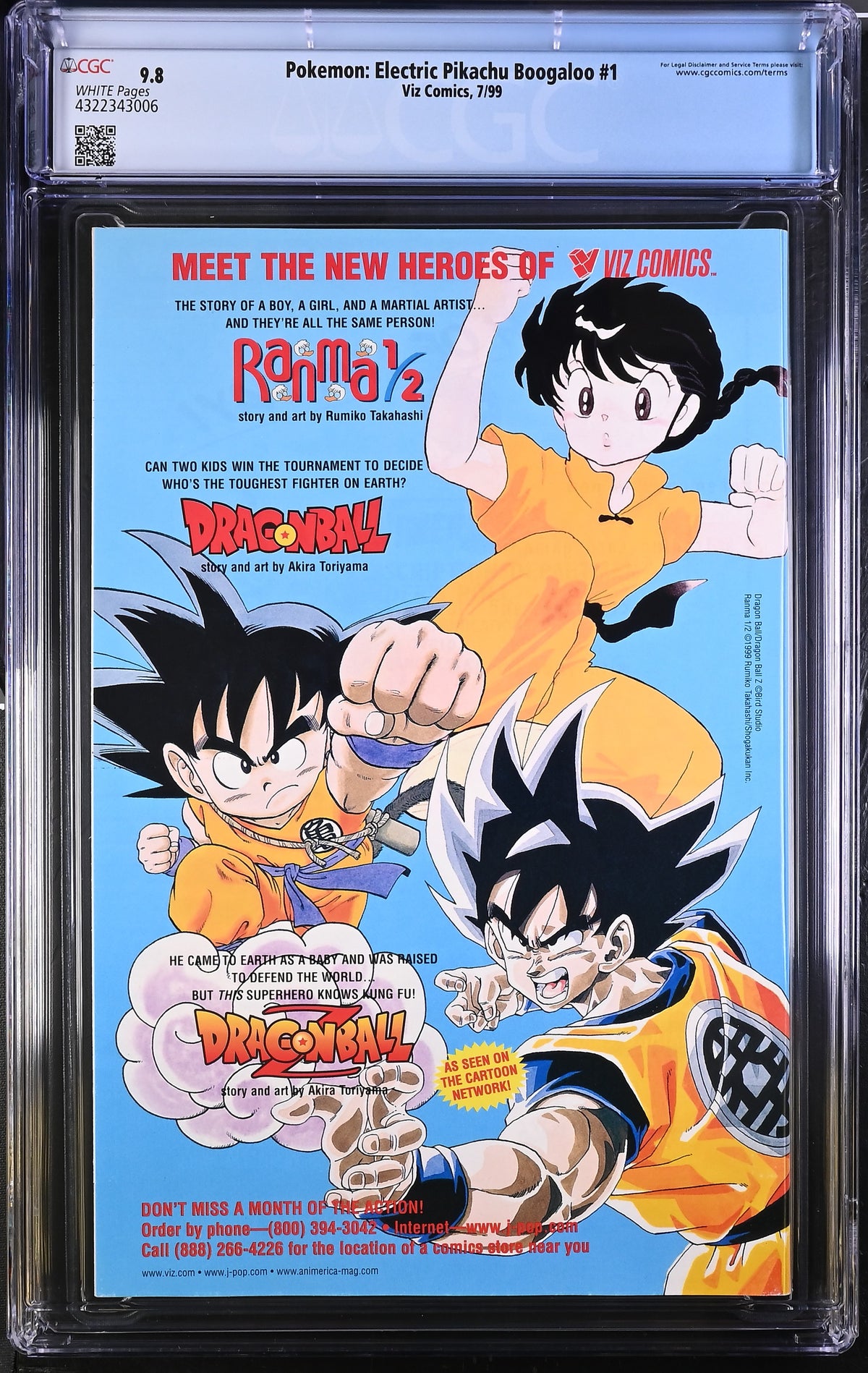 Pokemon: Electric Pikachu Boogaloo #1 CGC 9.8 White Pages Viz Comics 1999