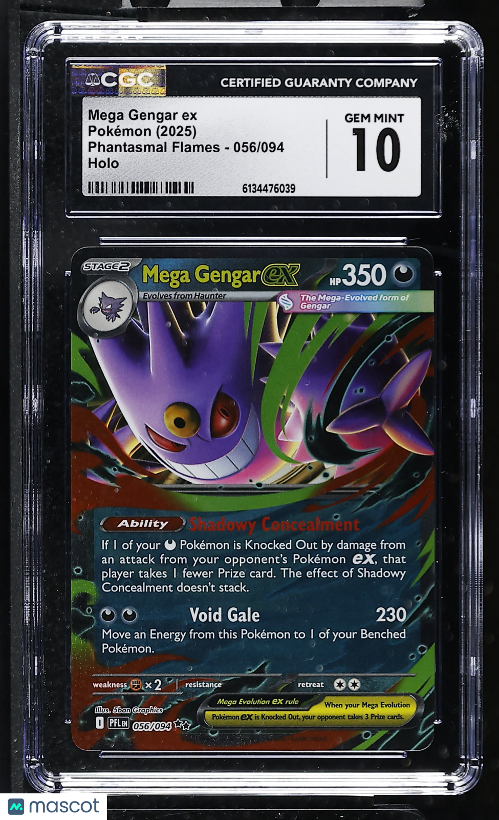 CGC 10 Gem Mint Mega Gengar ex 056/094 Holo Phantasmal Flames Pokemon Card