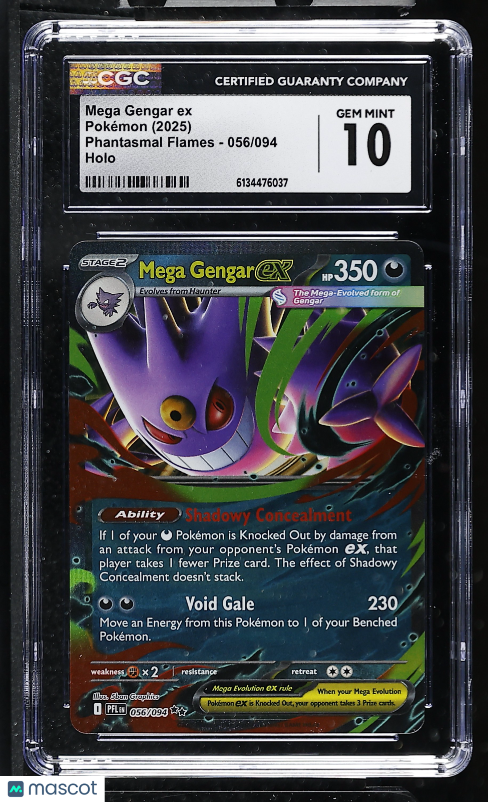 CGC 10 Gem Mint Mega Gengar ex 056/094 Holo Phantasmal Flames Pokemon Card