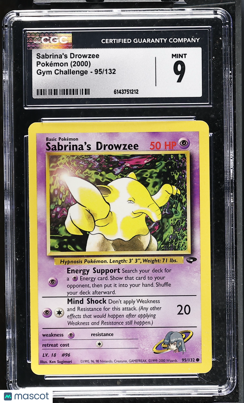 Sabrina's Drowzee 95/132 Gym Challenge Unlimited 2000 English Pokemon CGC 9 Mint