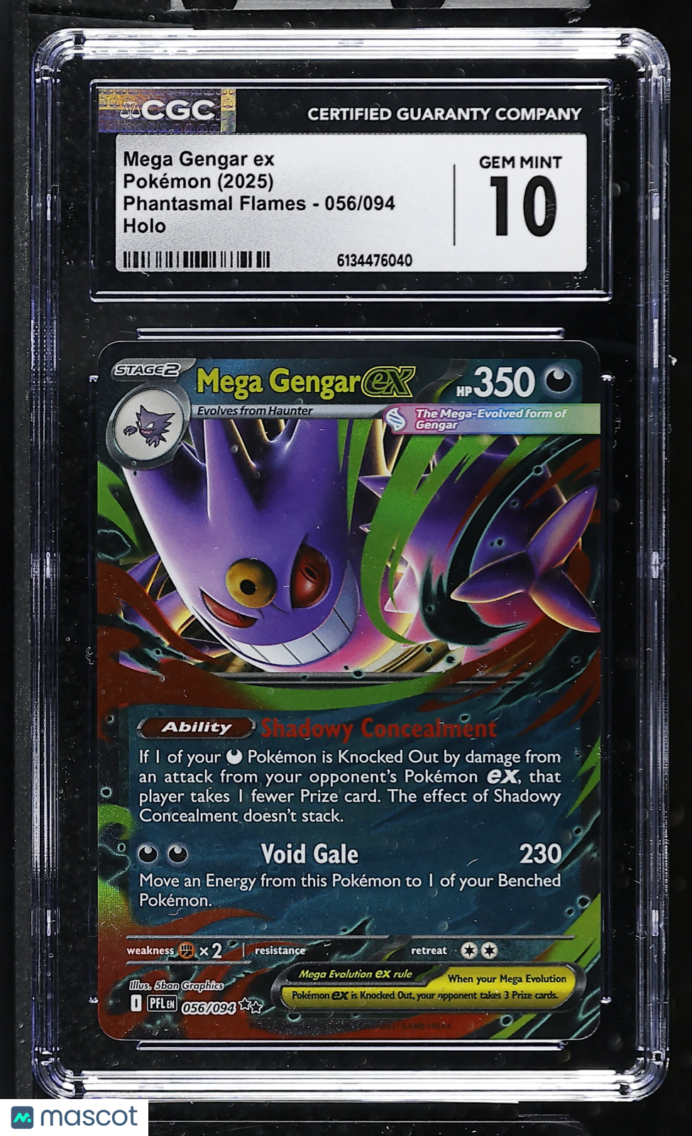 CGC 10 Gem Mint Mega Gengar ex 056/094 Holo Phantasmal Flames Pokemon Card