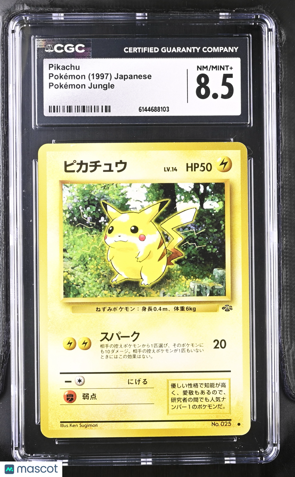 Pikachu No.025 Jungle Japanese 1997 Old Back Pokemon Card CGC 8.5 NM/Mint+