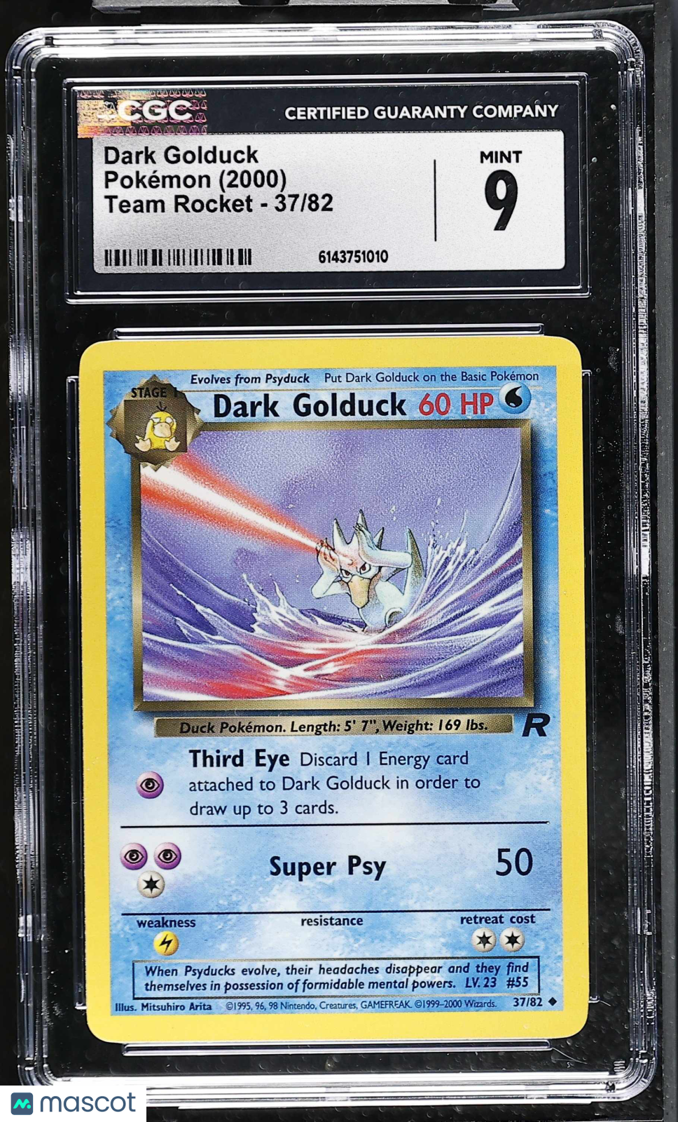 Dark Golduck 37/82 Team Rocket Unlimited 2000 English Pokemon CGC 9 Mint