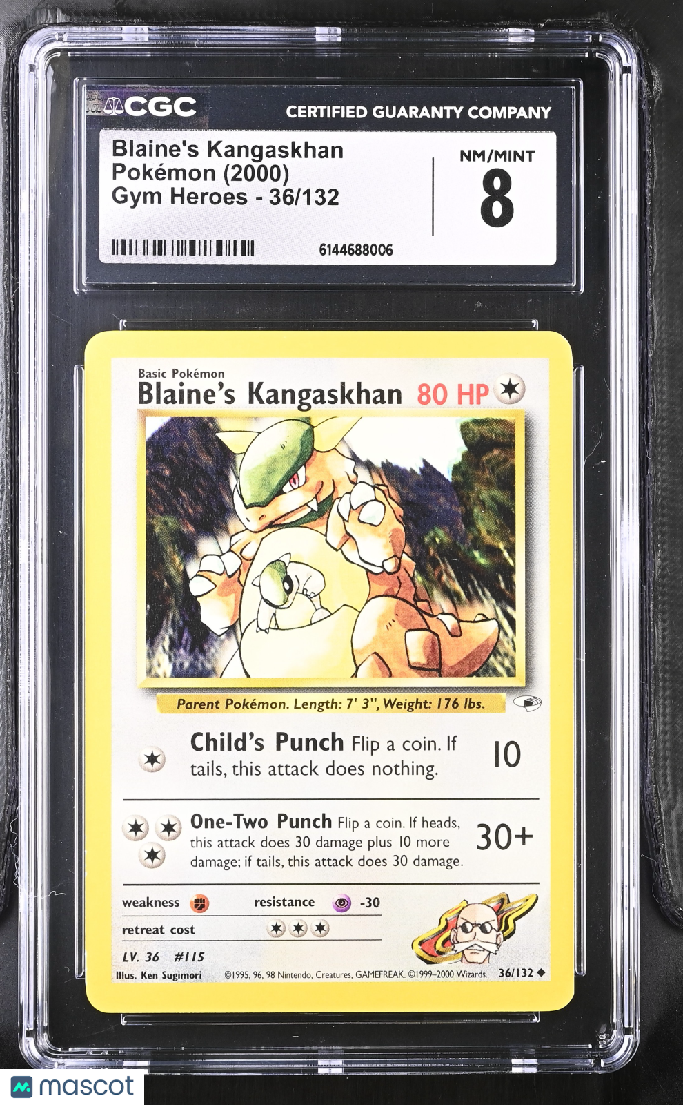Blaine's Kangaskhan 36/132 Gym Heroes Unlimited 2000 Pokemon CGC 8 NM/Mint
