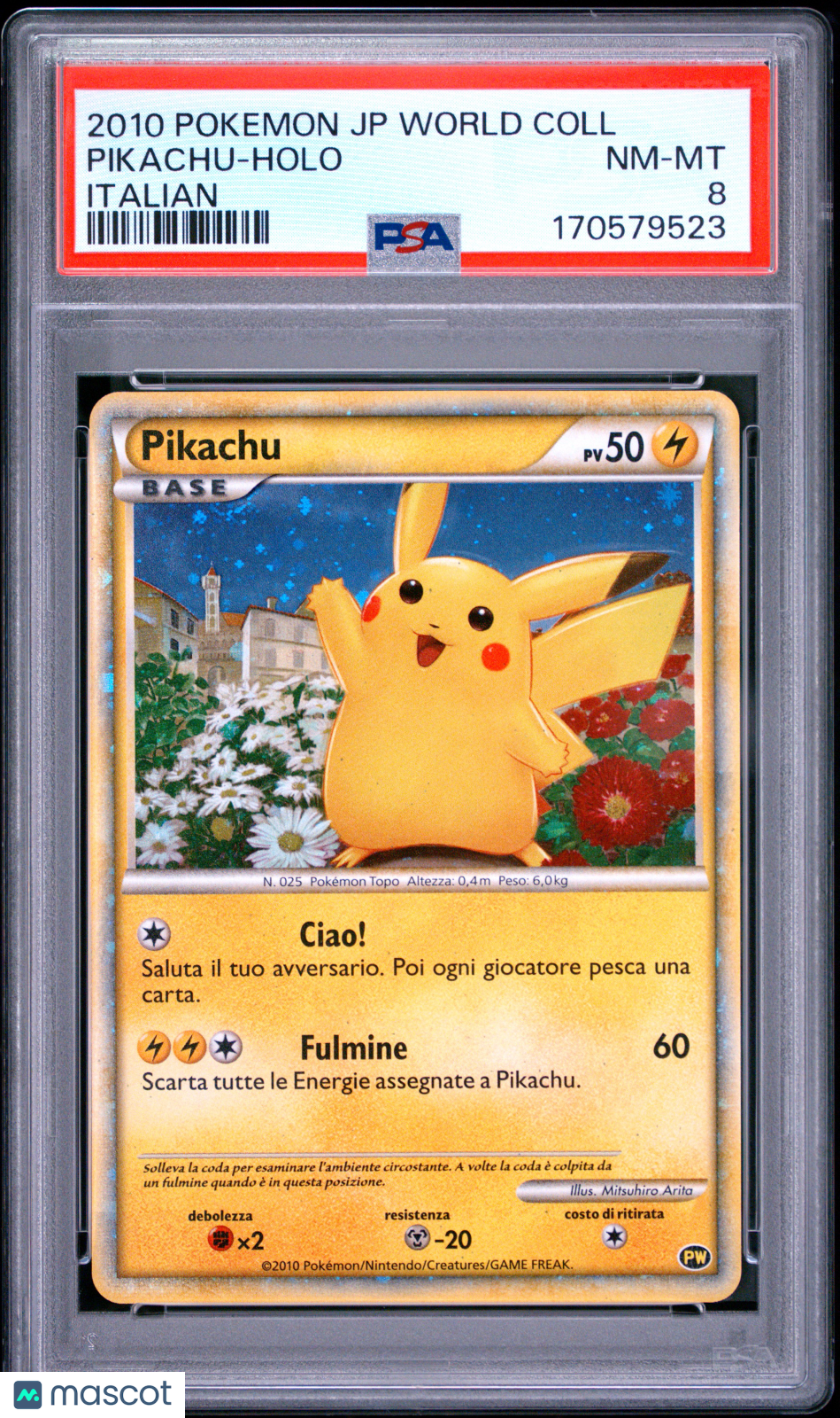 PSA 8 NM-MT Pikachu 2010 World Collection Italian Holo Promo Pokemon Card