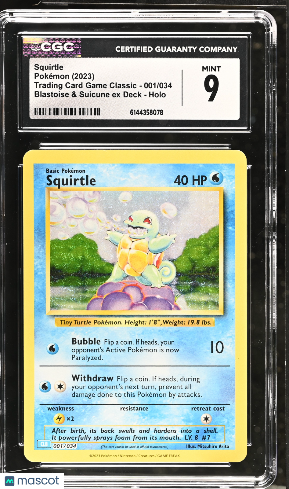 Squirtle 001/034 Holo Pokemon TCG Classic CLB 2023 English CGC 9 Mint