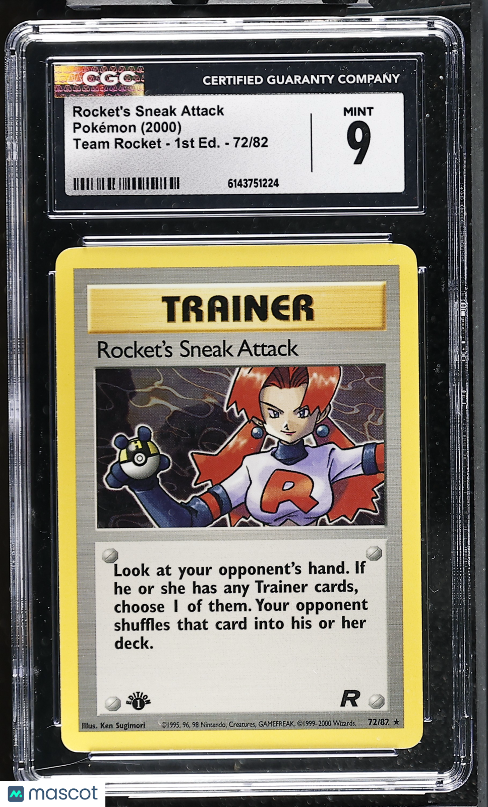Rocket's Sneak Attack 72/82 1st Edition Team Rocket 2000 Pokemon CGC 9 Mint