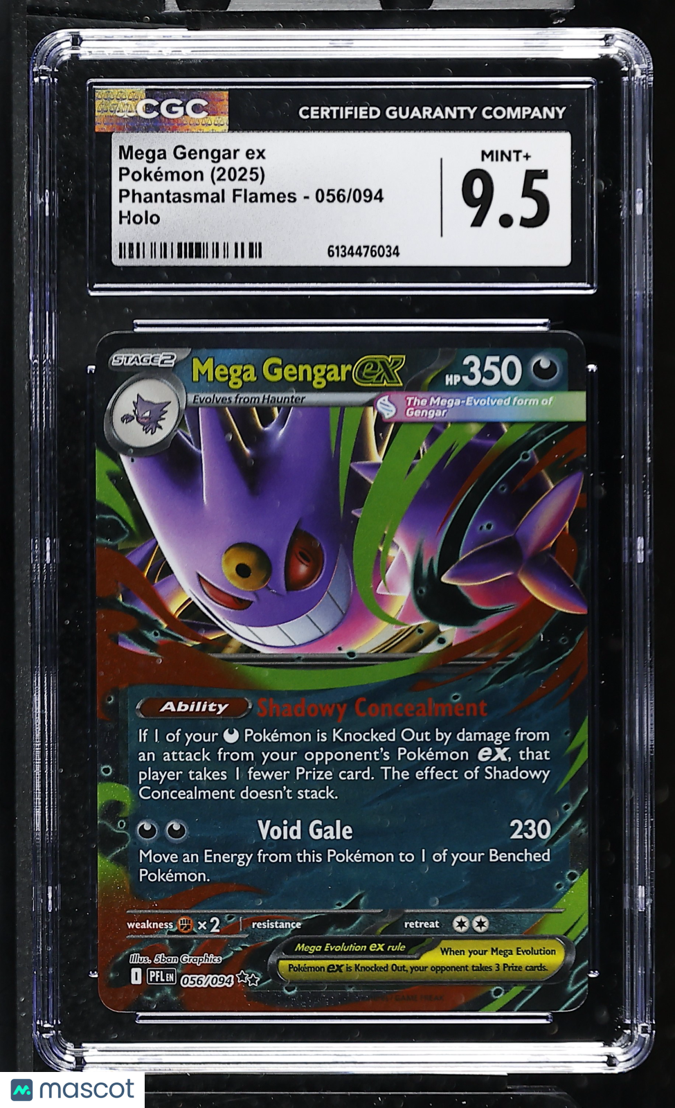 CGC 9.5 Mint+ Mega Gengar ex 056/094 Holo Phantasmal Flames Pokemon Card