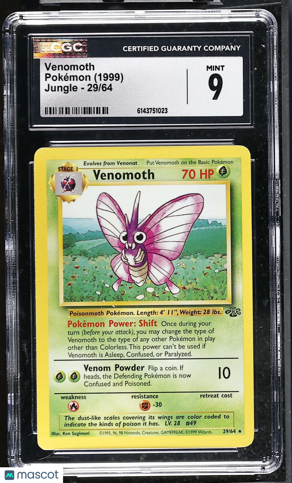 Venomoth 29/64 Jungle Unlimited 1999 English Pokemon CGC 9 Mint