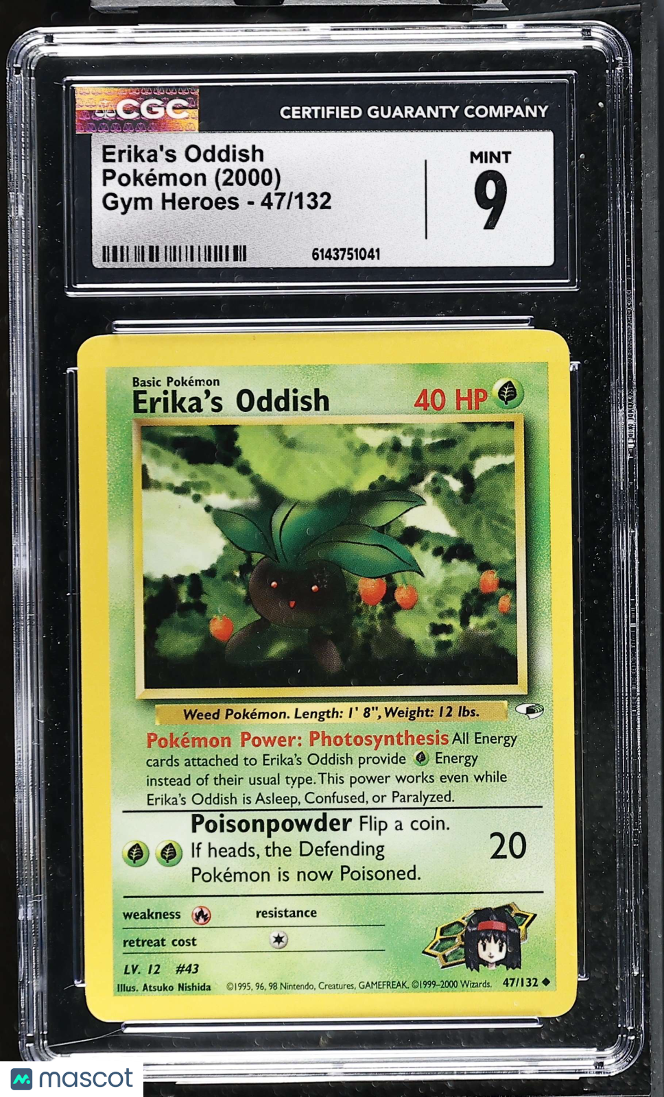 Erika's Oddish 47/132 Gym Heroes Unlimited 2000 English Pokemon CGC 9 Mint