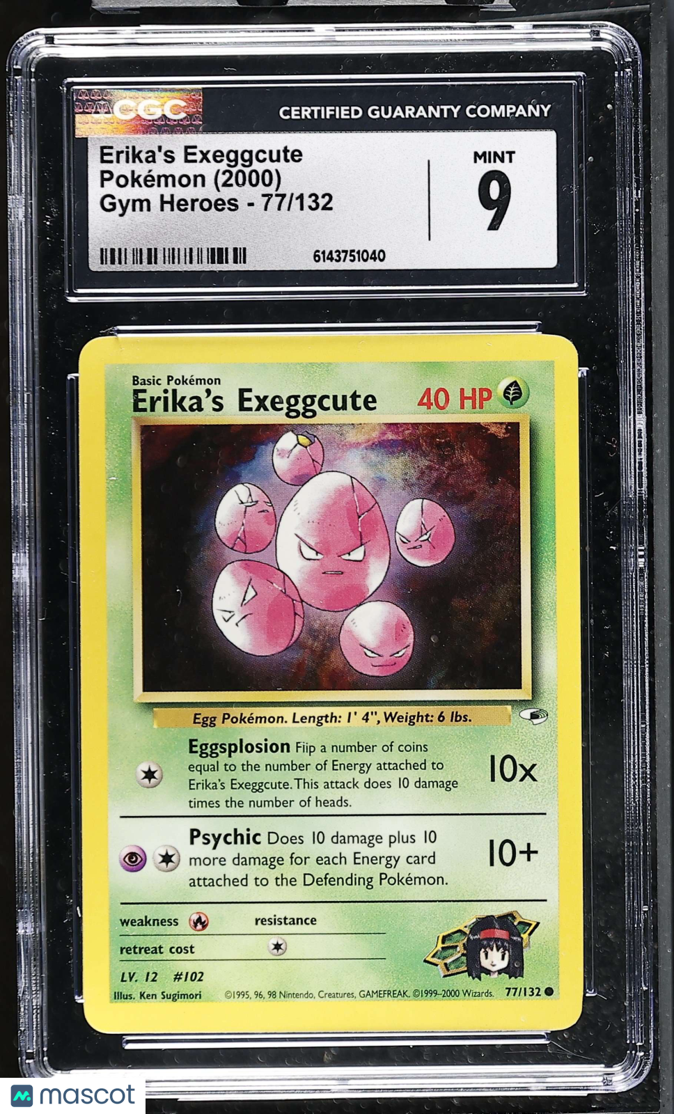 Erika's Exeggcute 77/132 Gym Heroes Unlimited 2000 English Pokemon CGC 9 Mint