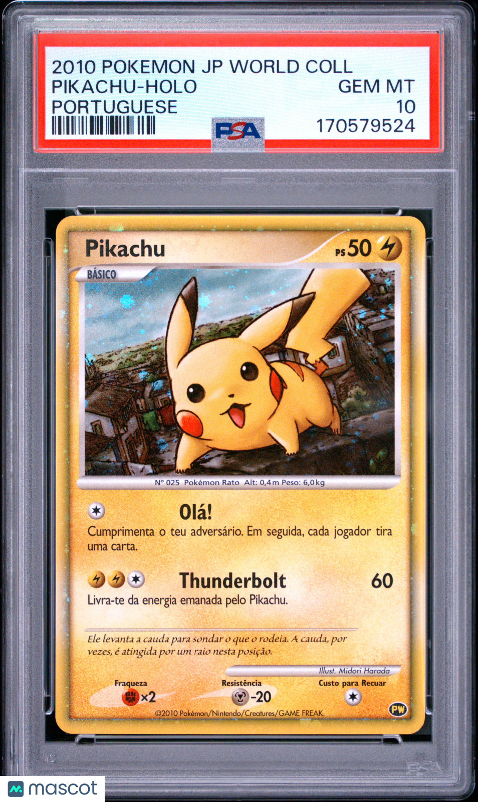 PSA 10 Gem Mint Pikachu 2010 World Collection Portuguese Holo Promo Pokemon Card