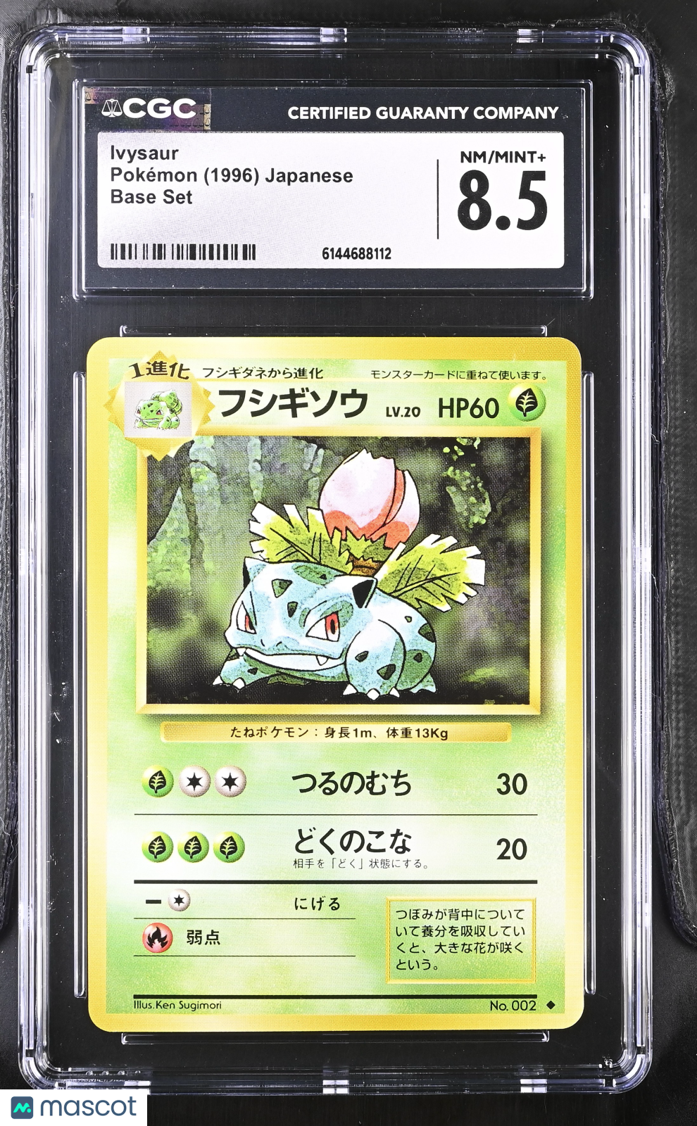 Ivysaur No.002 Base Set Japanese 1996 Old Back Pokemon Card CGC 8.5 NM/Mint+