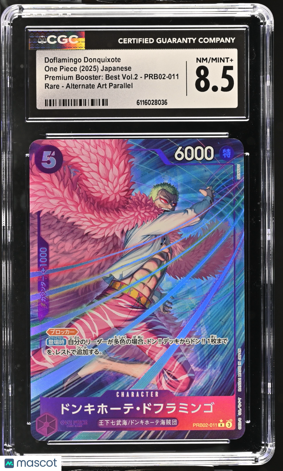 CGC 8.5 NM/Mint+ Doflamingo PRB02-011 Alt Art PRB02 Best Vol.2 JP One Piece