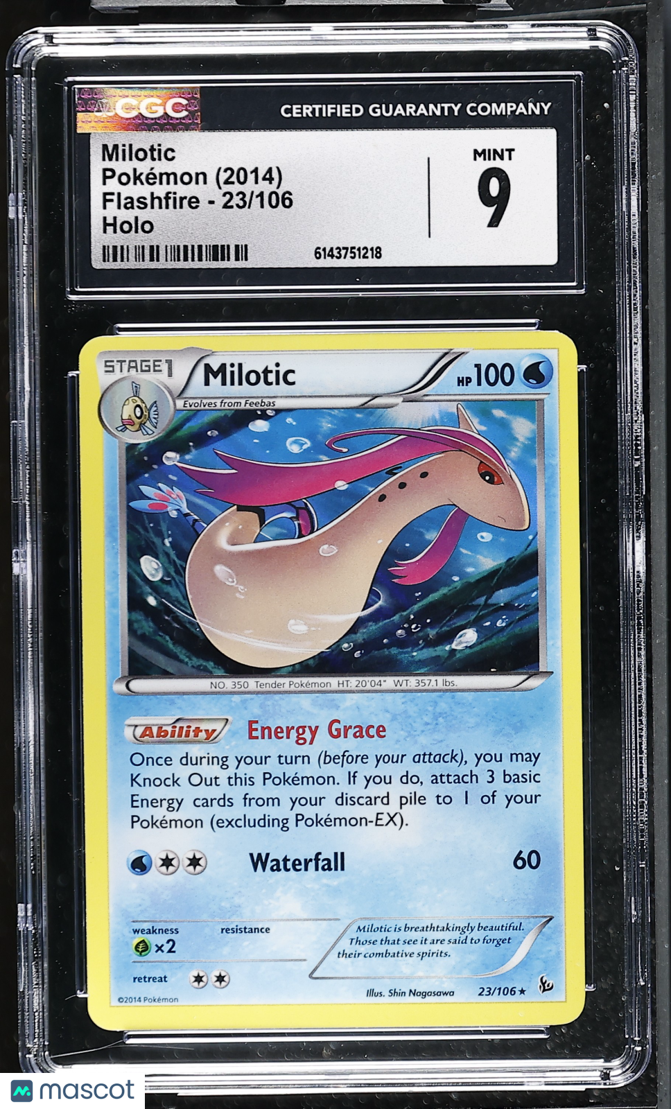 Milotic 23/106 Holo XY Flashfire 2014 English Pokemon CGC 9 Mint