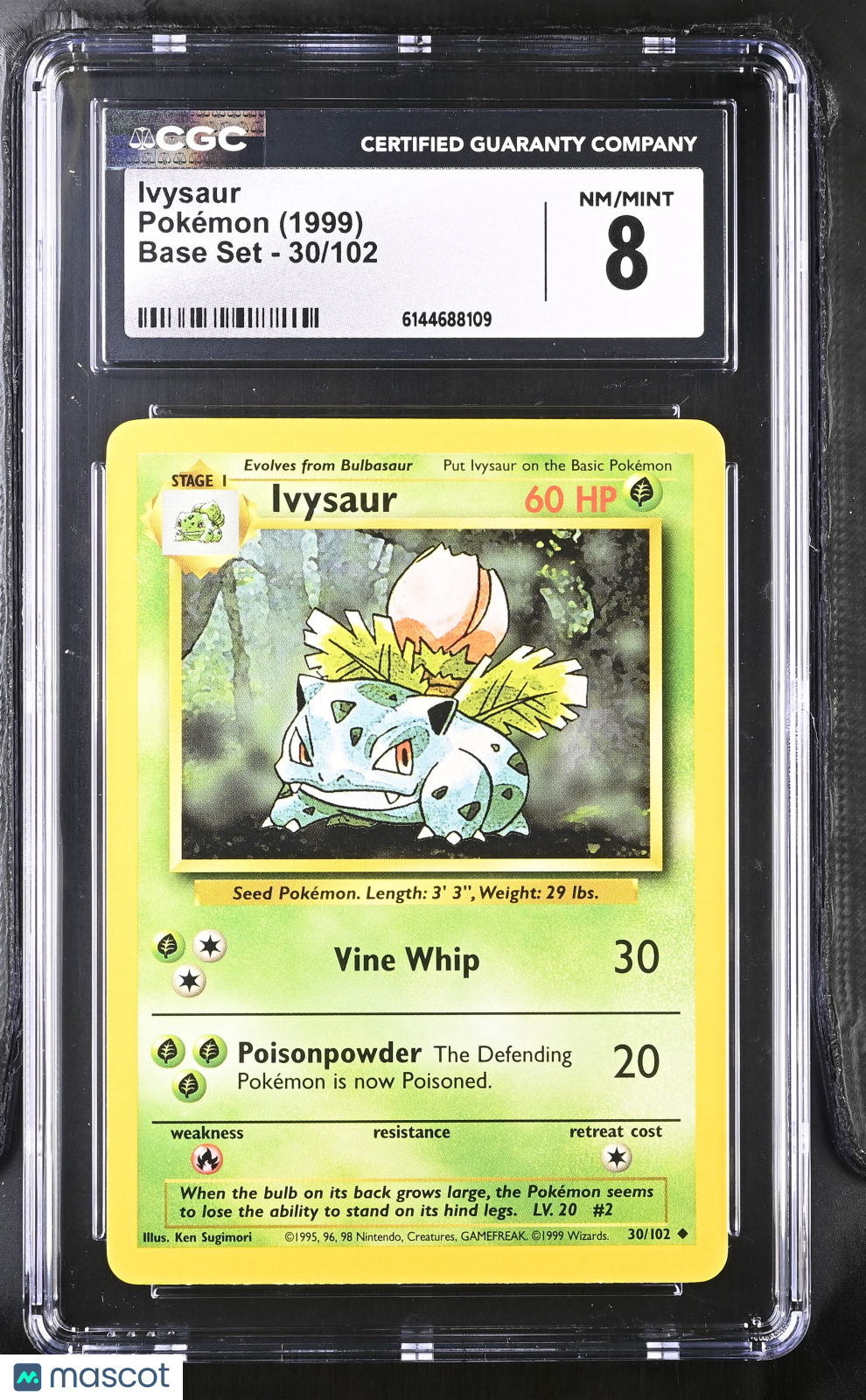 Ivysaur 30/102 Base Set Unlimited 1999 WOTC English Pokemon CGC 8 NM/Mint