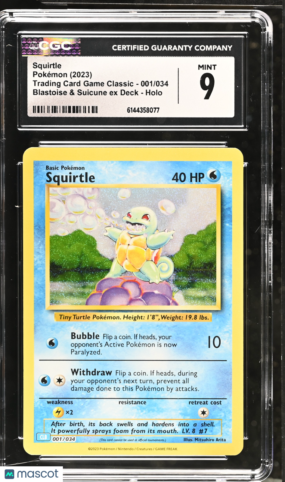 Squirtle 001/034 Holo Pokemon TCG Classic CLB 2023 English CGC 9 Mint