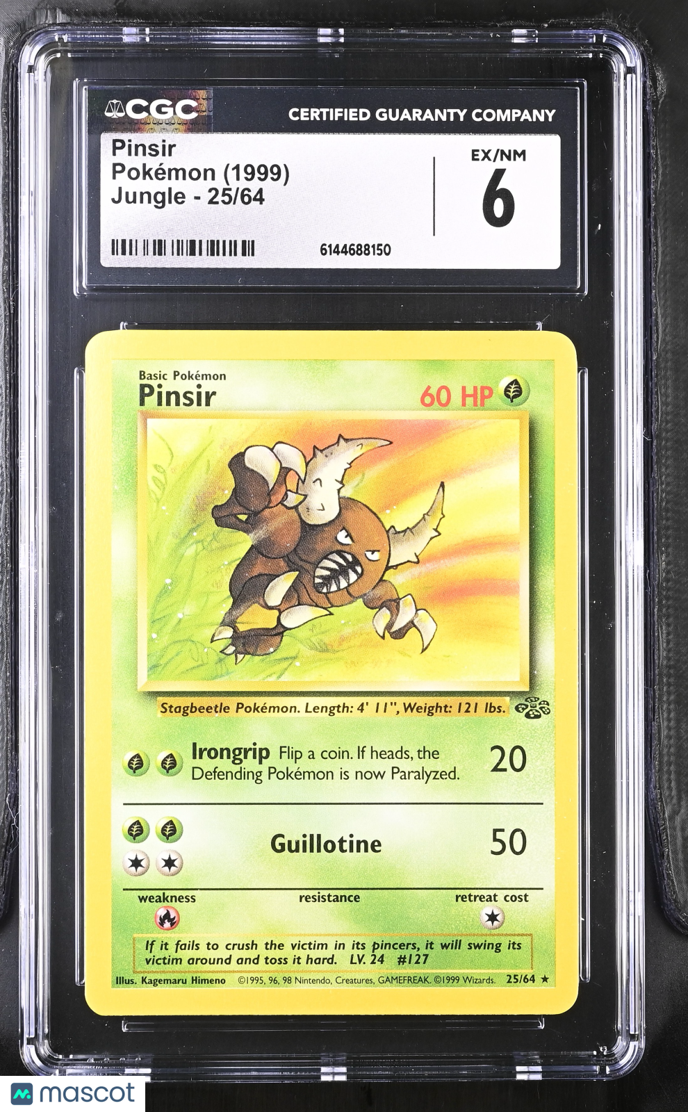 Pinsir 25/64 Jungle Unlimited 1999 WOTC English Pokemon CGC 6 EX/NM