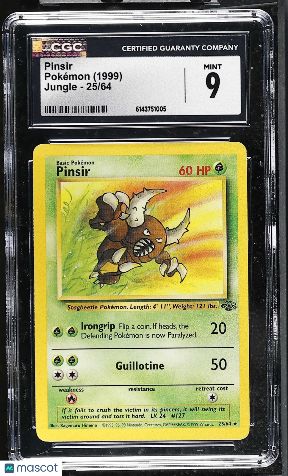 Pinsir 25/64 Jungle Unlimited 1999 English Pokemon CGC 9 Mint