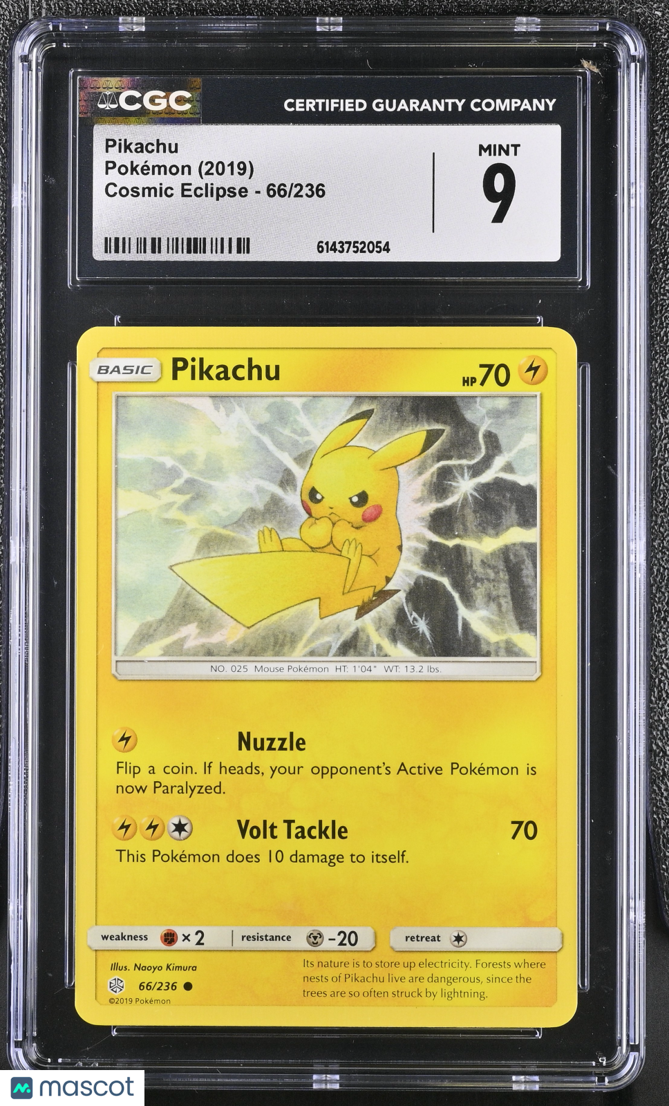 CGC 9 Mint Pikachu 66/236 Common Cosmic Eclipse SM12 2019 Pokemon Card