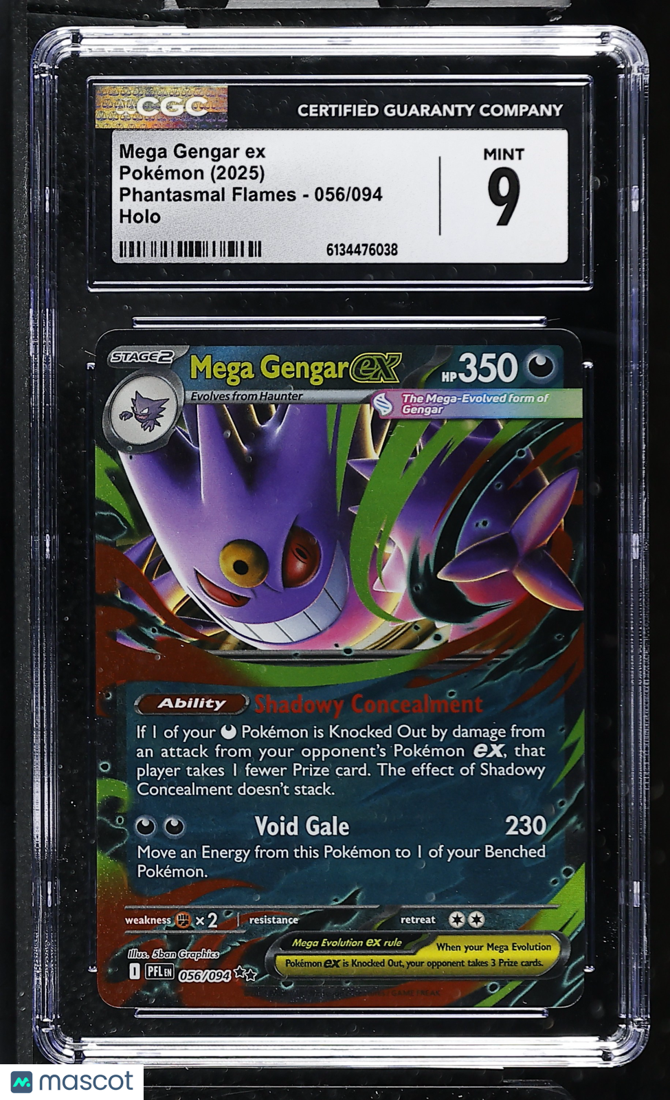 CGC 9 Mint Mega Gengar ex 056/094 Holo Phantasmal Flames Pokemon Card 2025