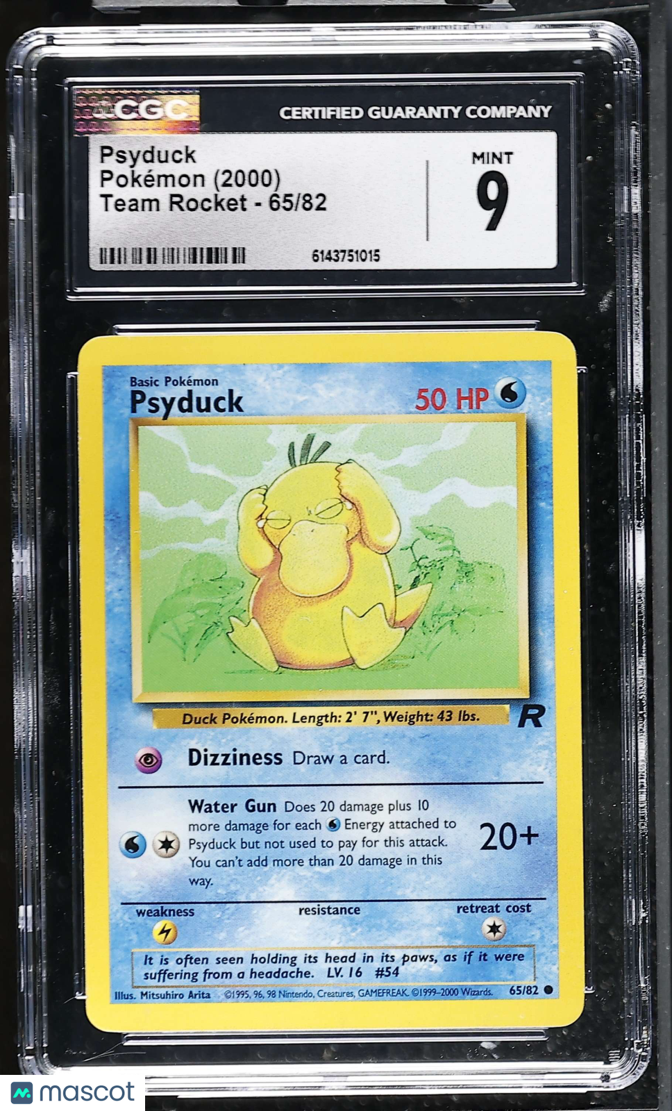Psyduck 65/82 Team Rocket Unlimited 2000 English Pokemon CGC 9 Mint