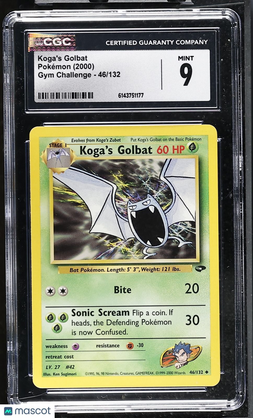 CGC 9 Mint Koga's Golbat 46/132 Uncommon Gym Challenge 2000 Pokemon Card