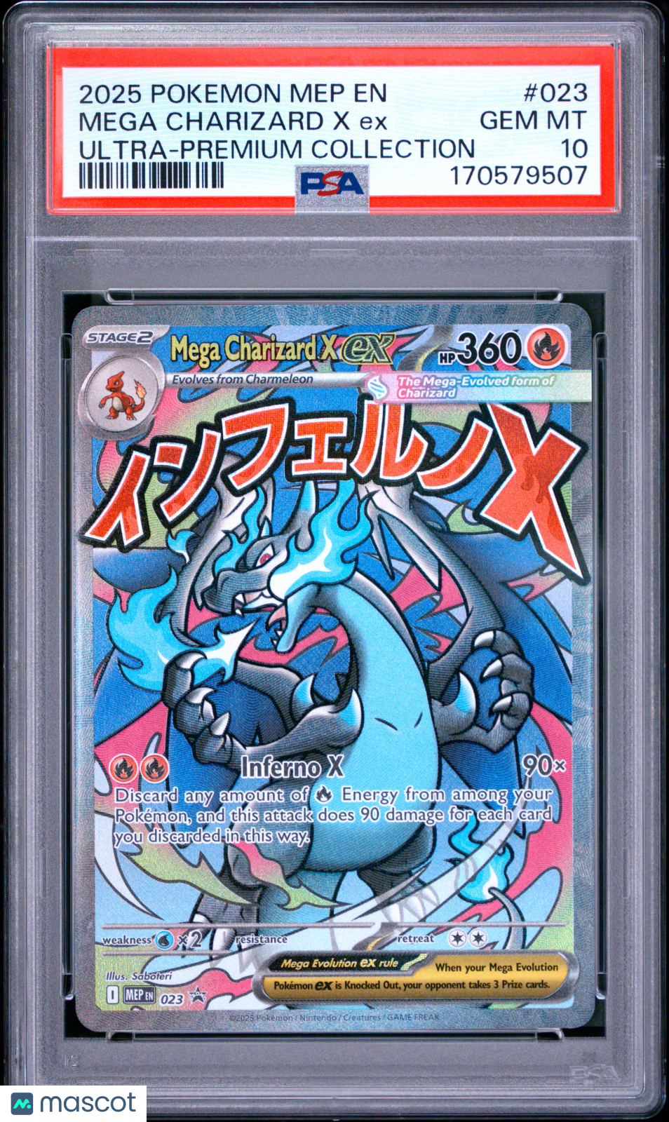 PSA 10 Gem Mint Mega Charizard X ex 023 Mega Evolution Black Star Promo UPC