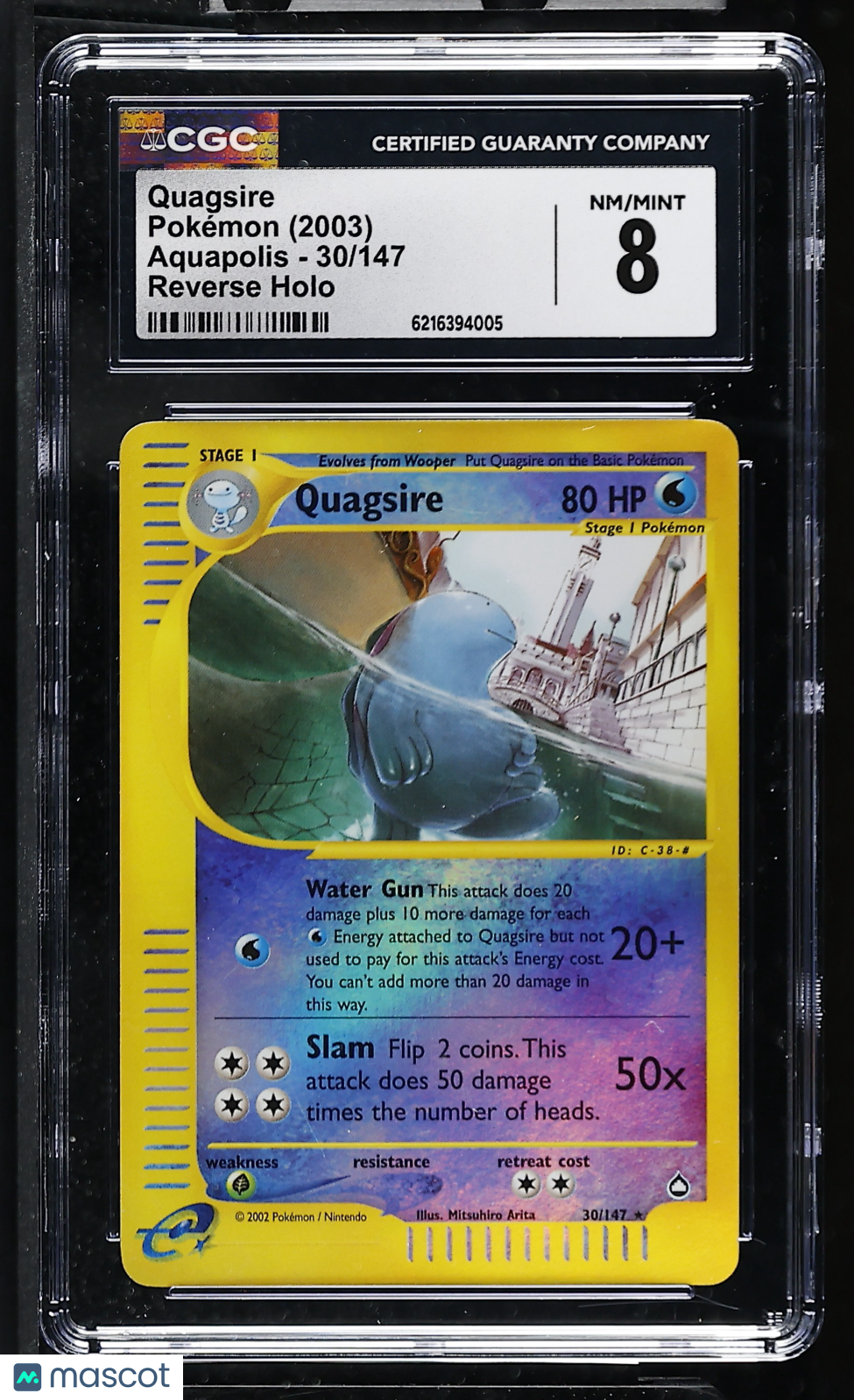 CGC 8 NM/Mint Quagsire 30/147 Reverse Holo Aquapolis Pokemon Card