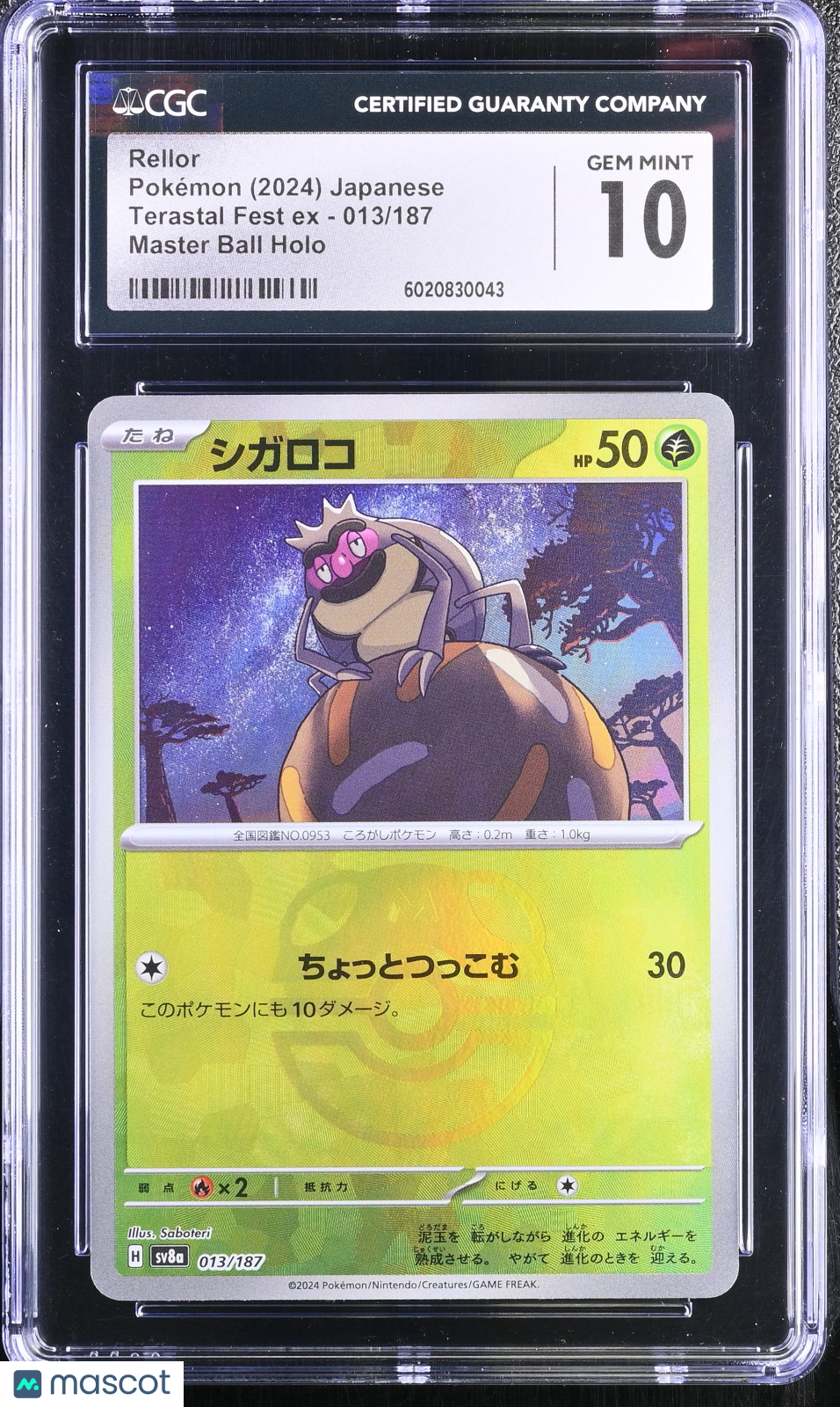 CGC 10 Gem Mint Rellor 013/187 Terastal Festival ex (SV8a) Japanese Pokemon