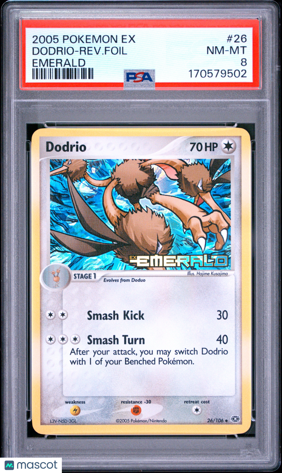 PSA 8 NM-MT Dodrio 26/106 Reverse Holo EX Emerald Pokemon Card 2005