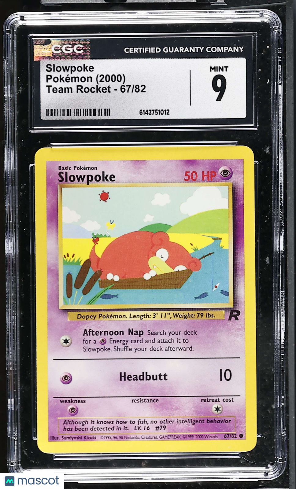 Slowpoke 67/82 Team Rocket Unlimited 2000 English Pokemon CGC 9 Mint
