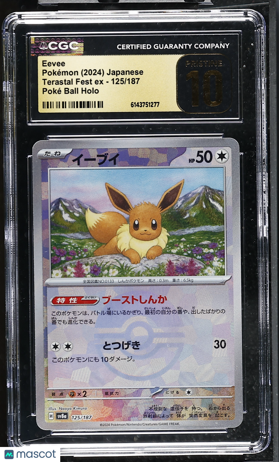 CGC 10 Pristine Eevee 125/187 Poke Ball Terastal Fest SV8a Japanese Pokemon Card