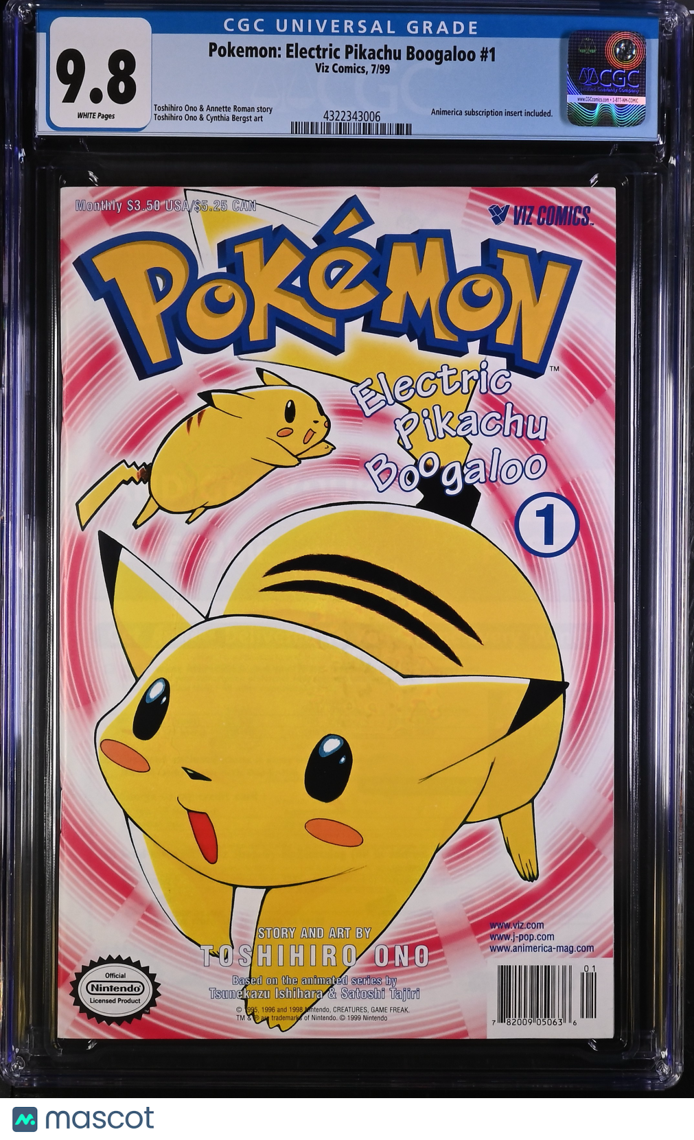 Pokemon: Electric Pikachu Boogaloo #1 CGC 9.8 White Pages Viz Comics 1999