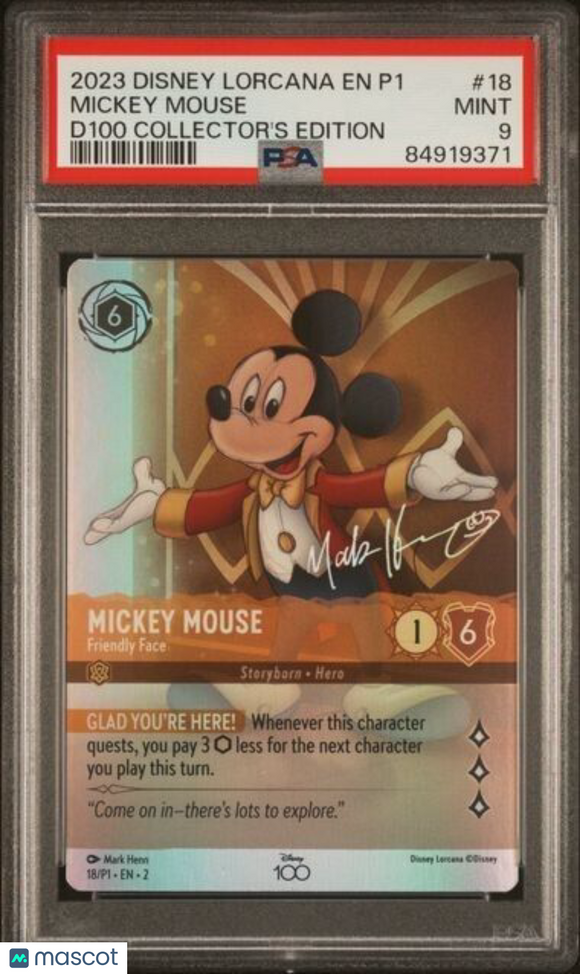 Disney Lorcana Mickey Mouse D100 Collector's Edition PSA 10 Gem Mint 8c