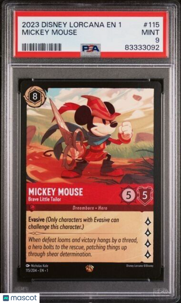 Disney Lorcana Mickey Mouse Brave Little Tailor Legendary Non Foil 115 PSA 9 2c