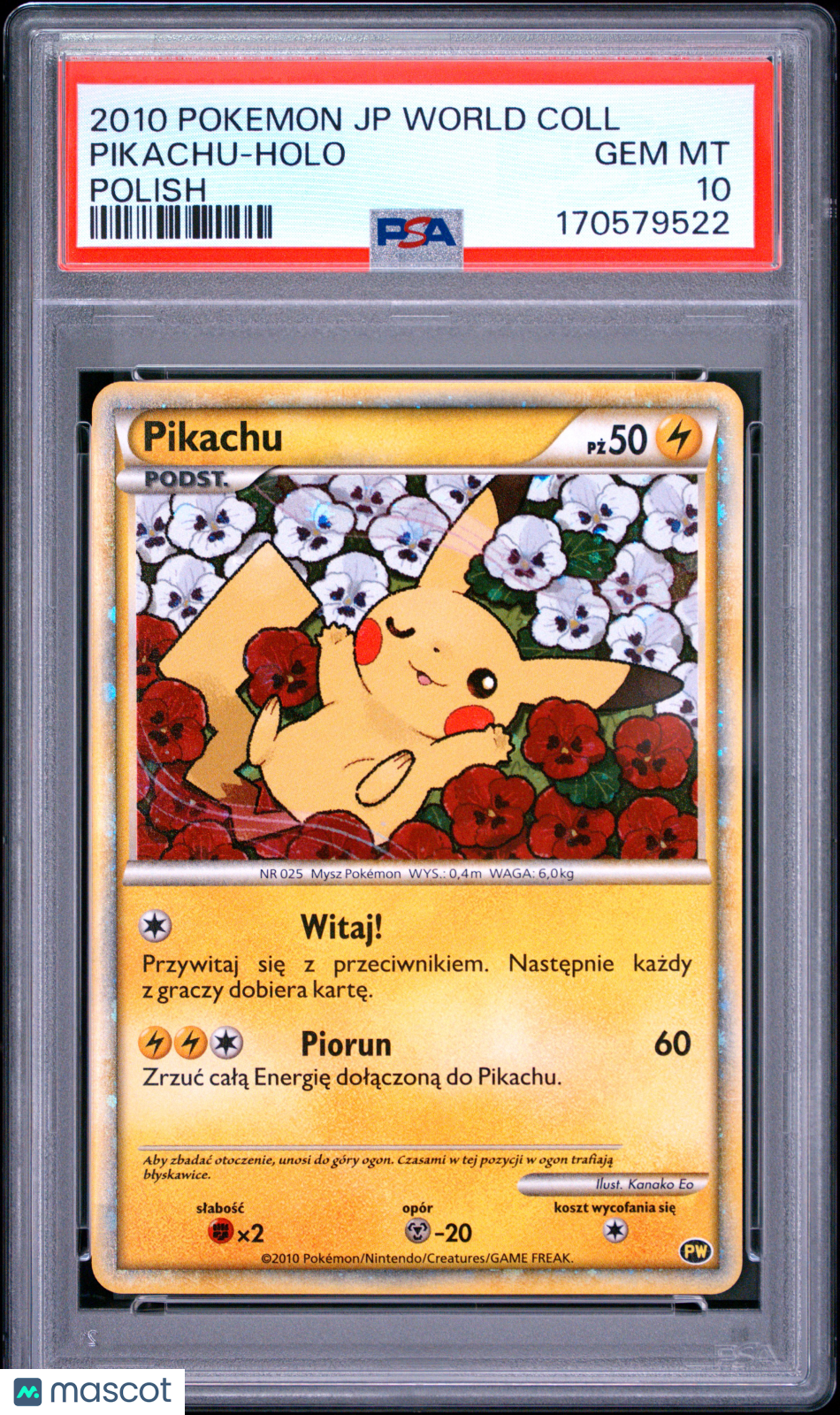 PSA 10 Gem Mint Pikachu 2010 World Collection Polish Holo Promo Pokemon Card