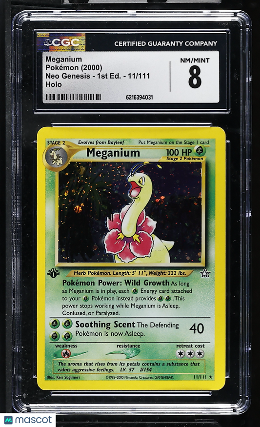 CGC 8 NM/Mint Meganium 11/111 1st Edition Holo Neo Genesis Pokemon Card