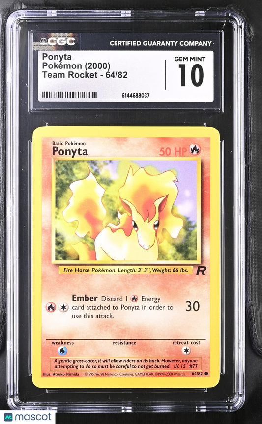 Ponyta #64/82 2000 Pokemon Team Rocket CGC 10