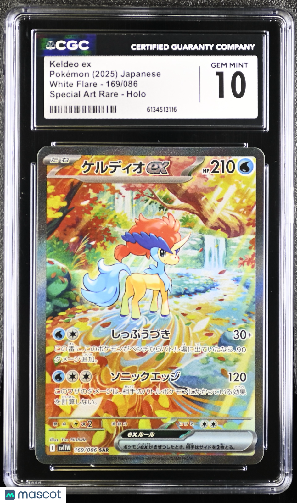 CGC 10 Gem Mint Keldeo ex SAR 169/086 White Flare SV11W Japanese Pokemon