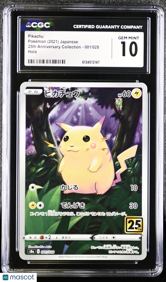 Pikachu #001/028 Japanese 2021 Pokemon 25th Anniversary Collection CGC 10