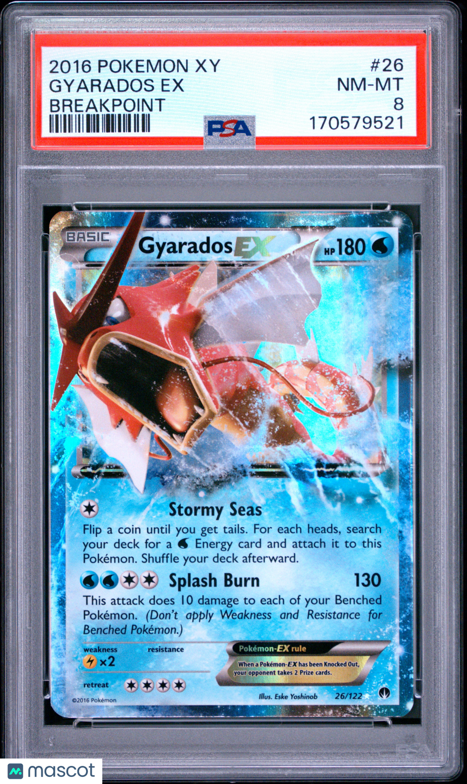 PSA 8 NM-MT Gyarados EX 26/122 Ultra Rare XY BREAKpoint Pokemon Card 2016
