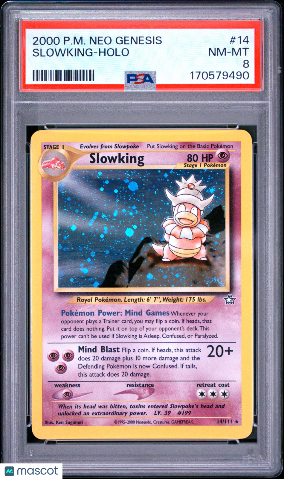 PSA 8 NM-MT Slowking 14/111 Holo Rare Neo Genesis WOTC Pokemon Card 2000