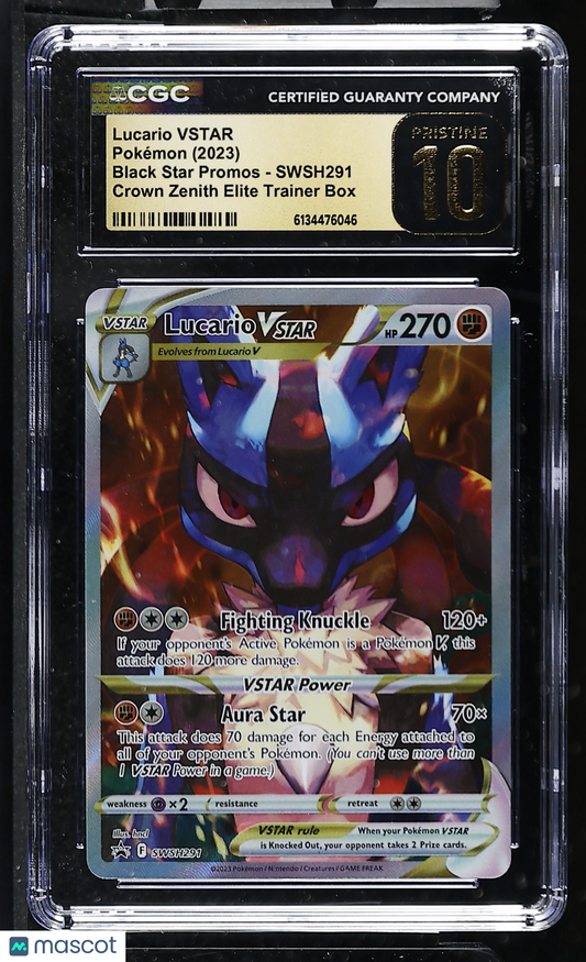 Lucario VSTAR #SWSH291 Pokemon Crown Zenith ETB Black Star Promo CGC 10 PRISTINE
