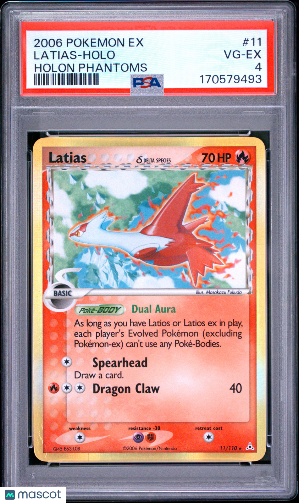 PSA 4 VG-EX Latias Delta Species 11/110 Holo EX Holon Phantoms Pokemon Card 2006
