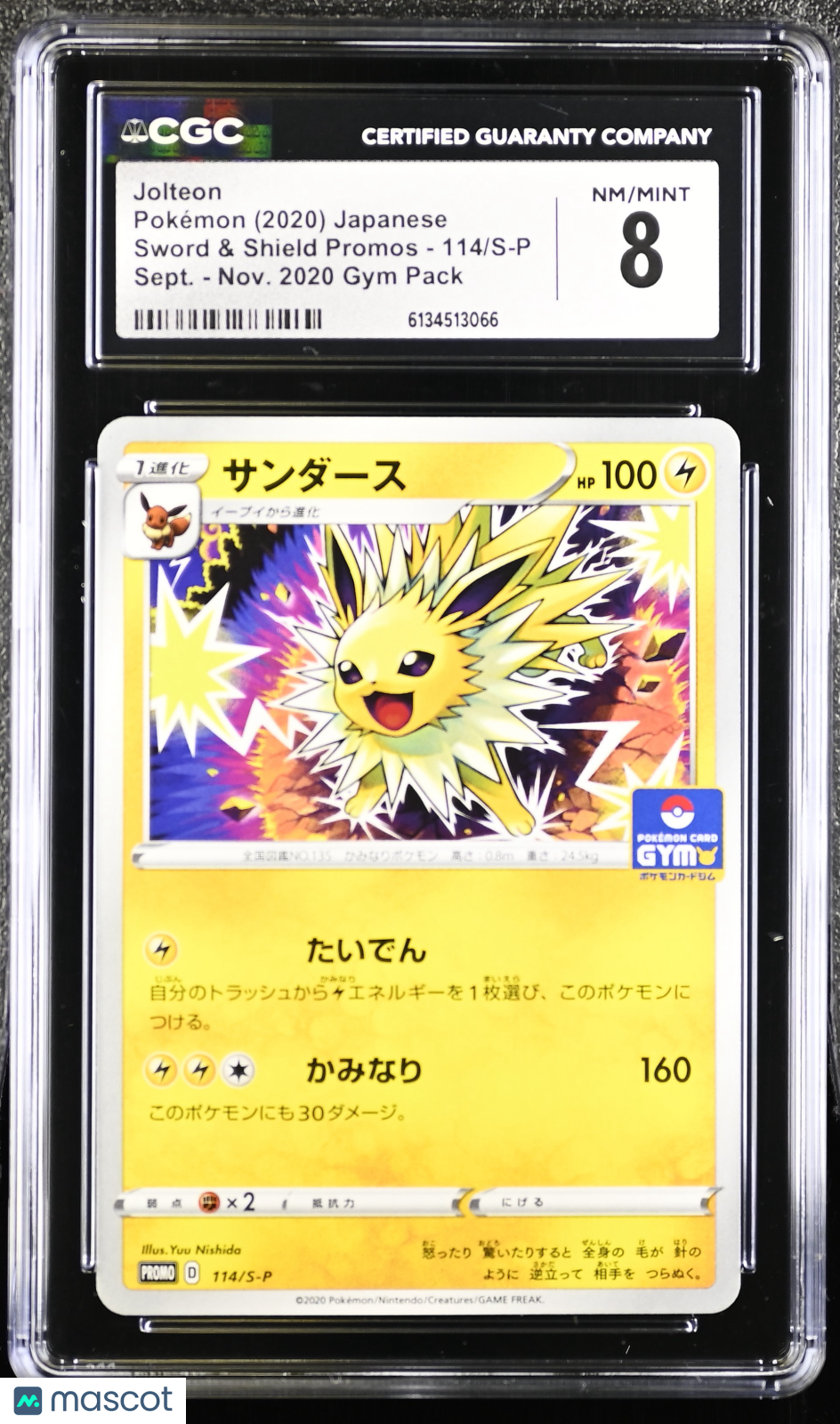 CGC 8 NM/Mint Jolteon 114/S-P Gym Pack Promo 2020 Japanese Pokemon