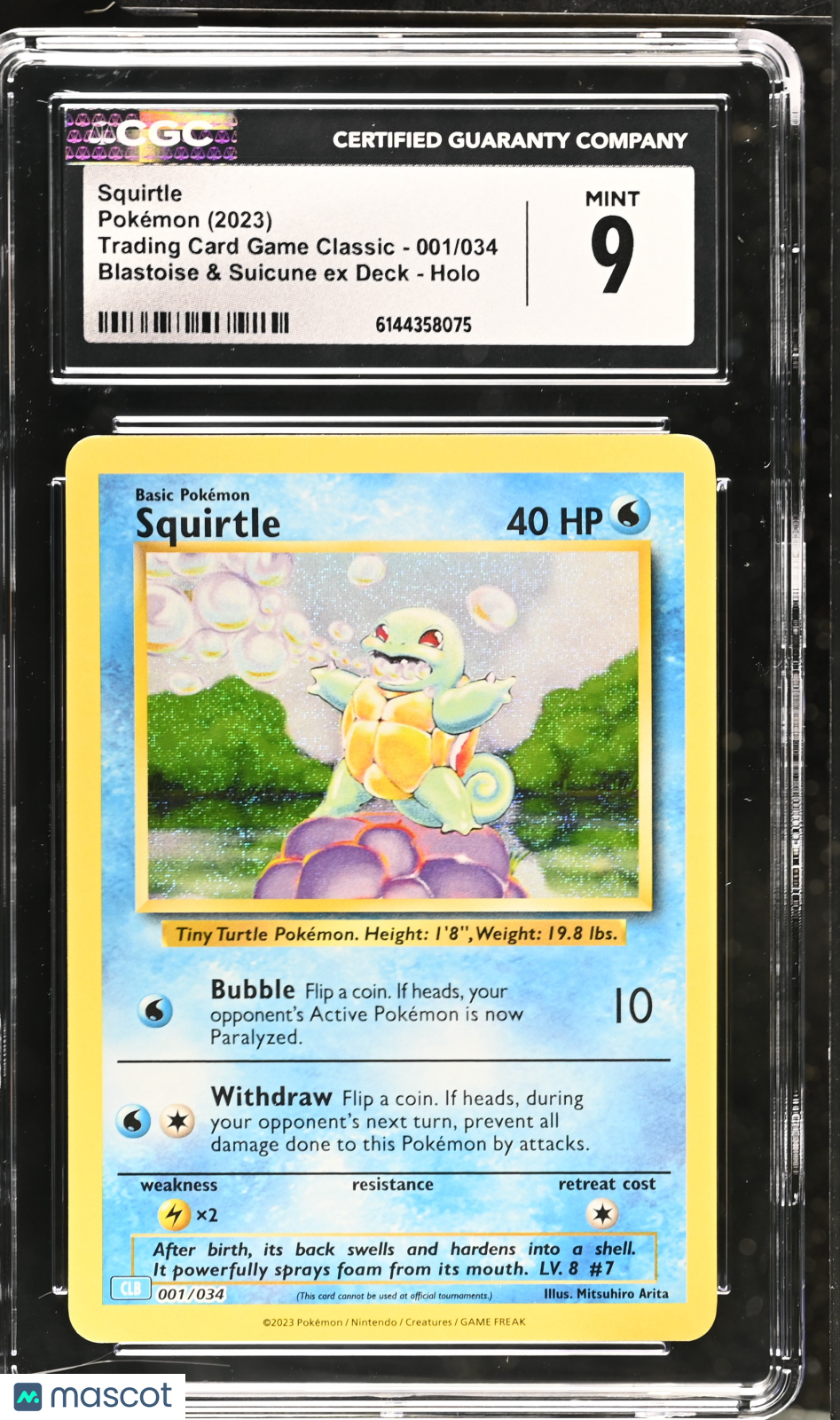Squirtle 001/034 Holo Pokemon TCG Classic CLB 2023 English CGC 9 Mint