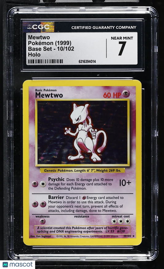 CGC 7 NM Mewtwo 10/102 Holo Base Set Pokemon Card