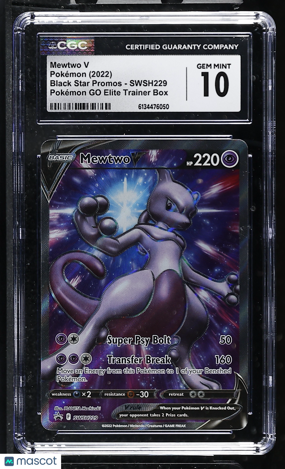 CGC 10 Gem Mint Mewtwo V SWSH229 Black Star Promo Pokemon GO ETB Pokemon Card